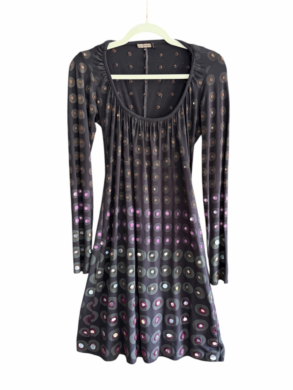 MALIPARMI Geometric Circle and Dot Embroidered Jersey Dress 42 US8